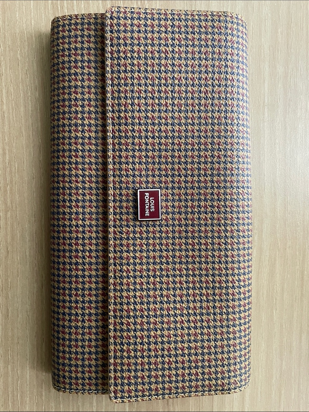 Men's Houndstooth Continental Wallet - Beige/Navy/Red